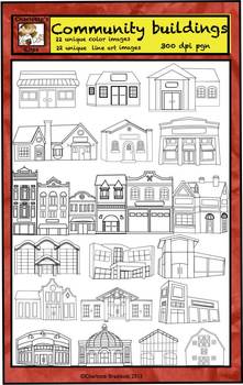 Community Helpers Buildings Clip Art for city and country by Charlotte