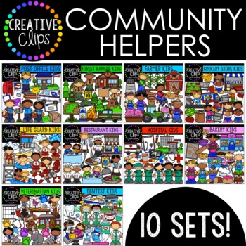 Preview of Community Helper Kids Clipart Bundle {Doctor, Dentist, Farm Kids Clipart}