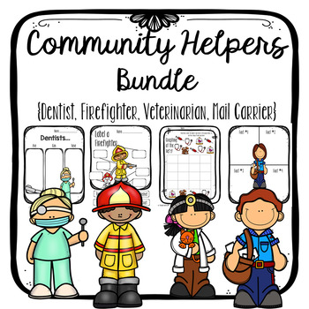 Preview of Community Helpers Bundle {Dentist, Firefighter, Veterinarian, Mail Carrier}