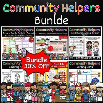 Preview of Community Helpers Career Day BUNDLE Coloring Pages & More End of Year Activities