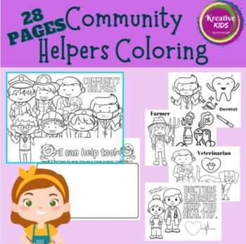 Preview of Community Helpers Career Day Coloring Pages & Lessons 28 Pages