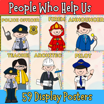 Preview of Community Helpers Career Day Posters | Labor Day workers bulletin board idea