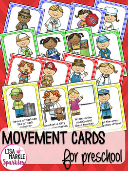 Preview of Community Helpers Careers Movement Cards and Brain Break Transition Activity
