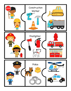 Preview of Community Helpers Center Activity and Puzzles