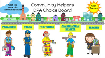 Preview of Community Helpers - Choice Board - Daily Physical Activity (DPA) 