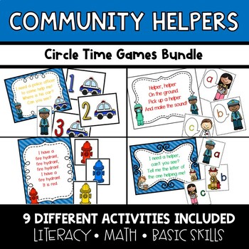 Preview of Community Helpers Circle Time Activities for Preschool & Pre-K Alphabet, Math