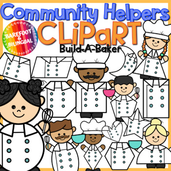 Preview of Community Helpers Clipart | Baker Clipart | Build a 2D Shape