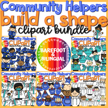 Preview of Community Helpers Clipart Bundle | build a 2D Shape Clipart