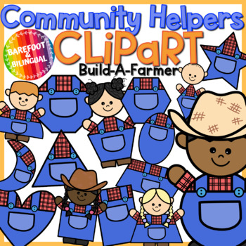 Preview of Community Helpers Clipart | Farmer Clipart | Build a 2D Shape