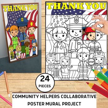 Preview of Community Helpers Collaborative Poster Mural Project - First Responders Day