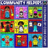 Community Helpers - Coloring By Code Clip Art Set {Educlip
