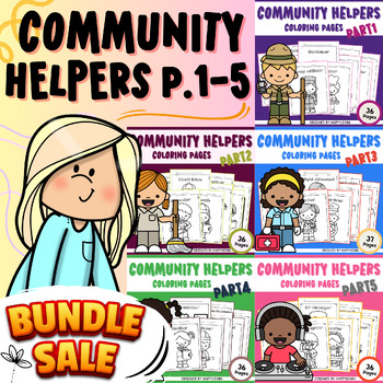 Preview of Community Helpers Coloring Page| Bundle Part 1-5