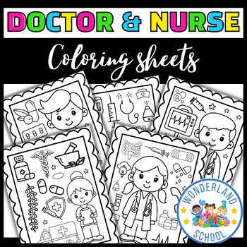 Preview of Community Helpers Coloring Pages | Doctor & Nurse Coloring Sheets For Kids