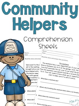 Preview of Community Helpers Reading Comprehension Worksheets (Guided Reading Tasks)