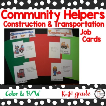 Preview of Community Helpers Construction & Transportation Job Responsibilities Card Sort