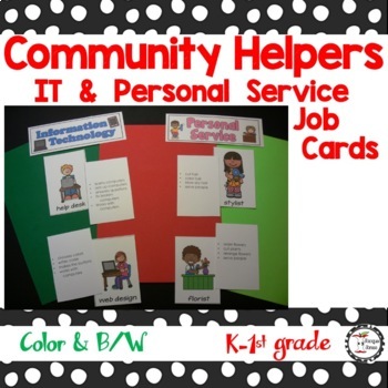 Preview of Community Helpers IT & Personal Service Job Responsibilities Card Sort