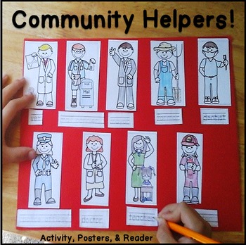 Preview of Community Helpers Craft Coloring Page Worksheet Preschool Kindergarten 1st Grade