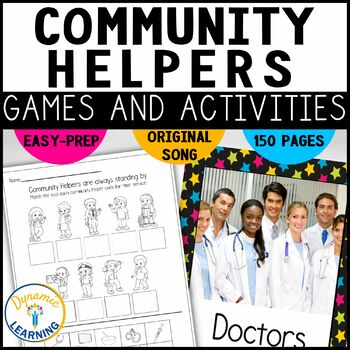 Preview of Community Helpers Activities Worksheets Sort Craft Book