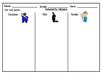 Community Helpers Cut & Paste & Matching Worksheets: by Kids' Learning