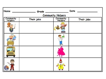 community helpers cut paste matching worksheets by