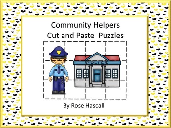 Preview of Community Helpers Cut and Paste Puzzles Easy Morning Work Special Ed Sub Plans