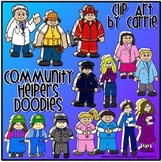 Community Helpers Doodles (BW and full-color PNG files)