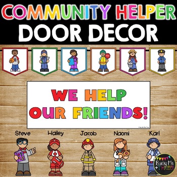 Preview of Community Helpers Door Display | Bulletin Board Décor Set | EDITABLE Names