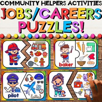 Preview of Community Helpers & Equipment Puzzle Activities for Job & Career Exploration