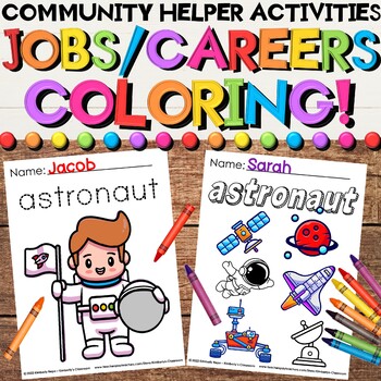 Preview of Community Helpers Coloring Sheets with Equipment Vocabulary for Job Education