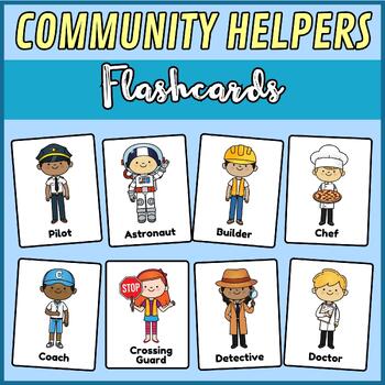 Preview of Community Helpers Flashcards - Labor Day Vocabulary Cards.