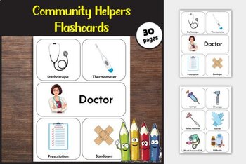 Preview of Community Helpers Flashcards for Kinder