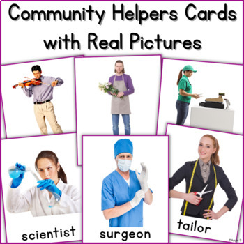 Preview of Community Helpers Flashcards with Real Life Pictures for Speech Therapy and ESL