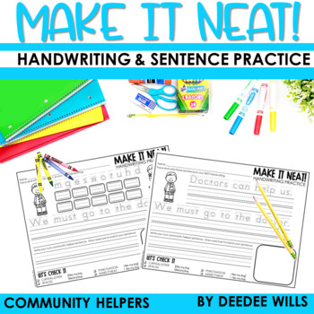 Preview of Community Helpers Handwriting Practice Themed Handwriting and Sentences