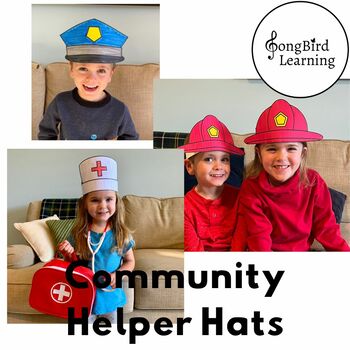 Preview of Community Helpers Hats / Crowns | Firefighter Helmet | Police Hat | Doctor Hat