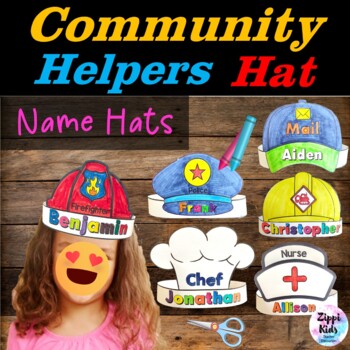 Preview of Community Helpers Hats Editable Name Crowns - Community Helpers Week Craft