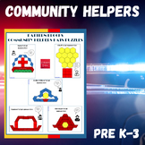 Community Helpers Hats Pattern Block Mat Printables & Worksheet