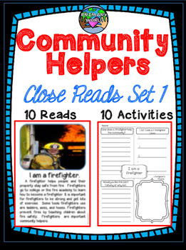 Preview of Community Helpers Close Reading and Comprehension Activity  Set 1