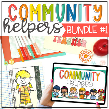 Preview of 6 Community Helpers Interactive Notebook & Slideshow Lesson Bundle #1