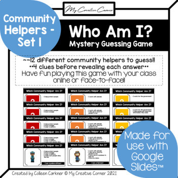 Preview of Community Helpers/Jobs Digital Review Mystery Guessing Game “Who Am I?” - Set 1