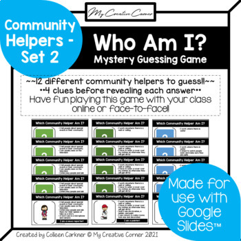 Preview of Community Helpers/Jobs Digital Review Mystery Guessing Game “Who Am I?” - Set 2
