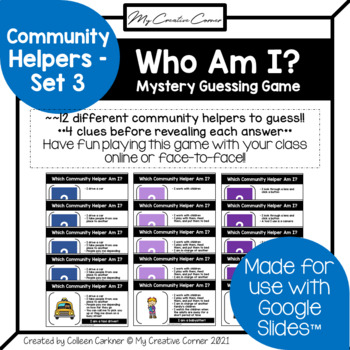 Preview of Community Helpers/Jobs Digital Review Mystery Guessing Game “Who Am I?” - Set 3