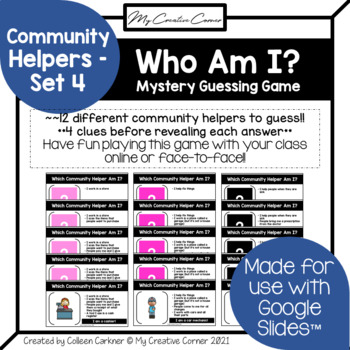 Preview of Community Helpers/Jobs Digital Review Mystery Guessing Game “Who Am I?” - Set 4