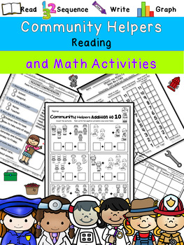 Preview of Community Helpers-Kindergarten-First Grade-Reading Comprehension-Math Bundle