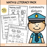 Community Helpers Kindergarten Math and Literacy Worksheets
