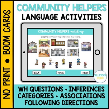 Preview of Community Helpers Language Activities BOOM Cards™️ Speech Therapy