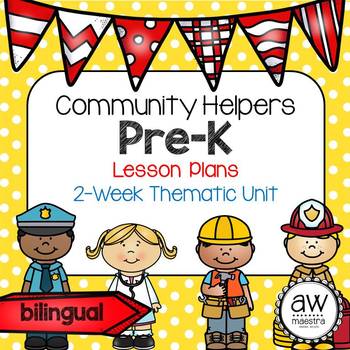 Preview of Community Helpers Lesson Plans Thematic Unit Pre-K English Spanish Bilingual