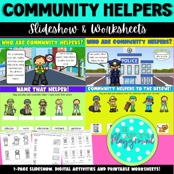 Preview of Community Helpers Lesson-Worksheets-Digital & Printable-For Google Slides™