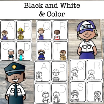 Community Helpers Letter Tracing Cards Writing Center | Preschool ...