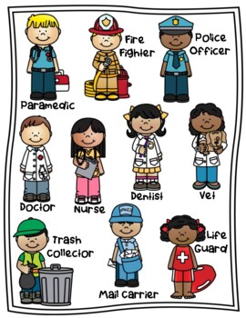 Community Helpers (List 1) Vocabulary: Coloring Level 1 by Teaching's Fun