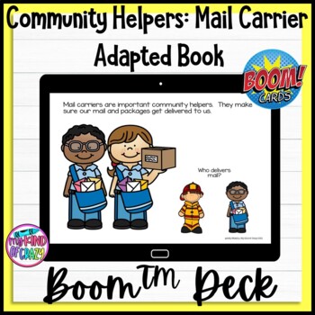 Preview of Community Helpers Mail Carrier | Adapted Book | Boom Cards | Special Ed